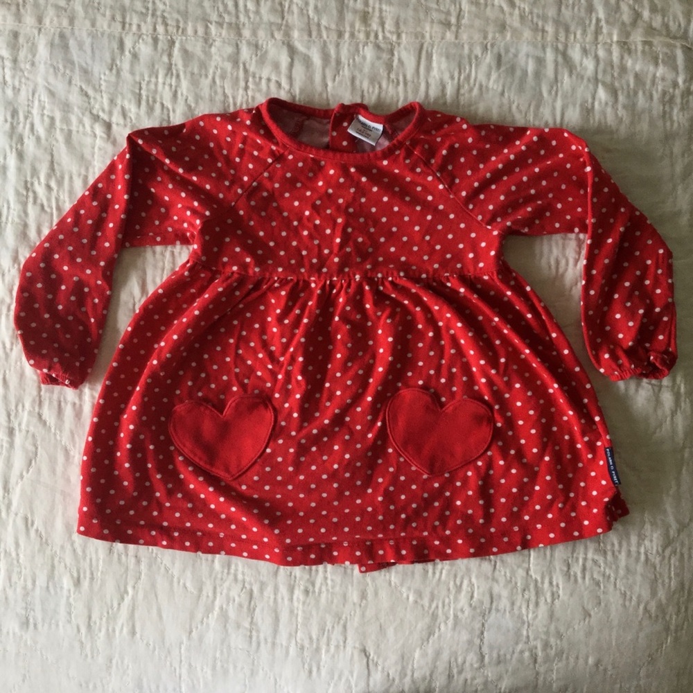 Polarn O. Pyret Red Polka Dot Heart Dress 1.5-2 yr